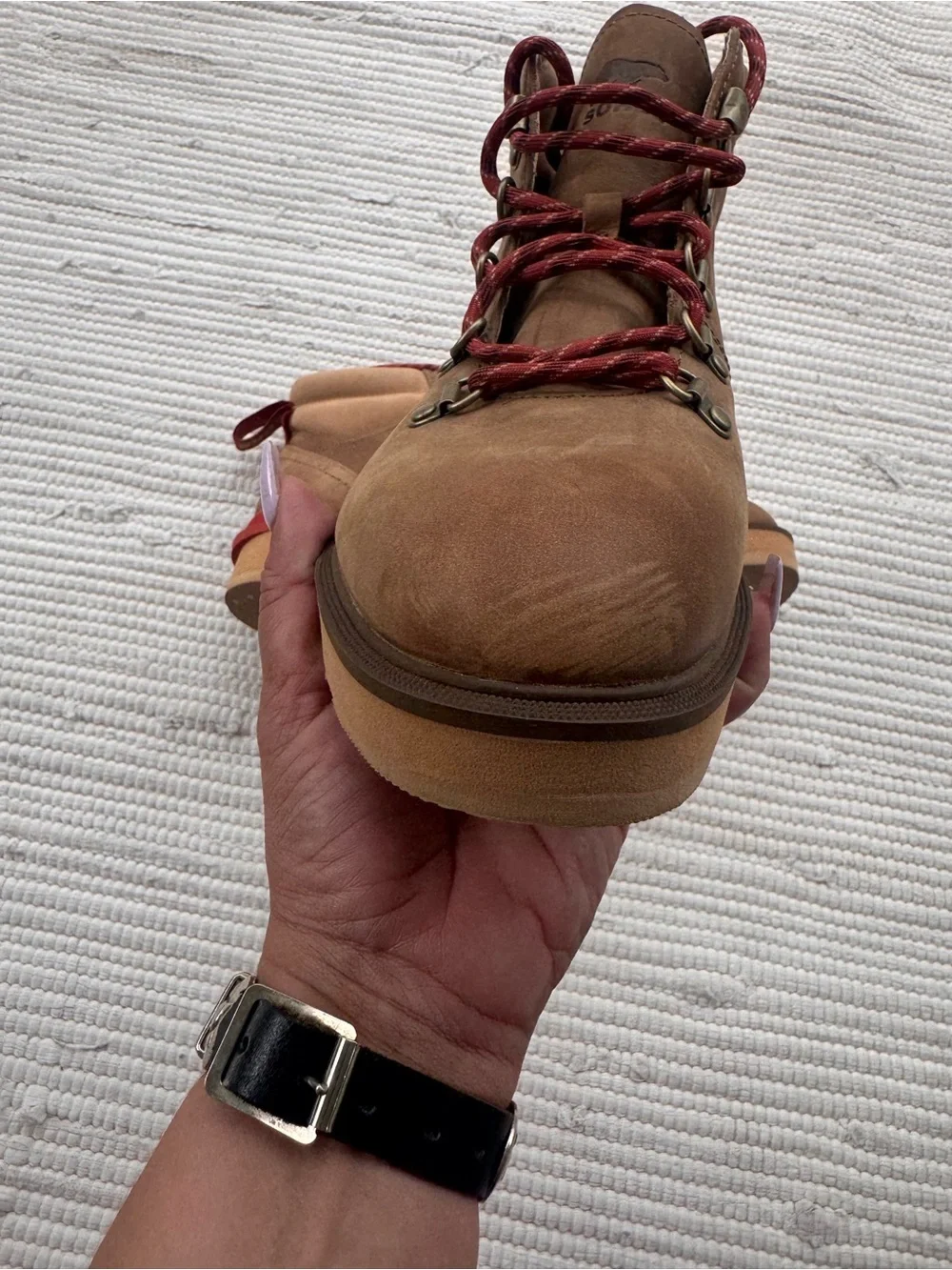 Sorel Madeline II Waterproof Leather Boots Tan Red Lace Women’s 11